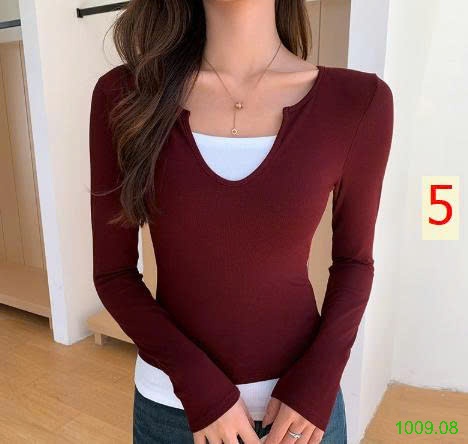25HA1009.08 - ÁO PHỐI HAI MÀU CỔ V