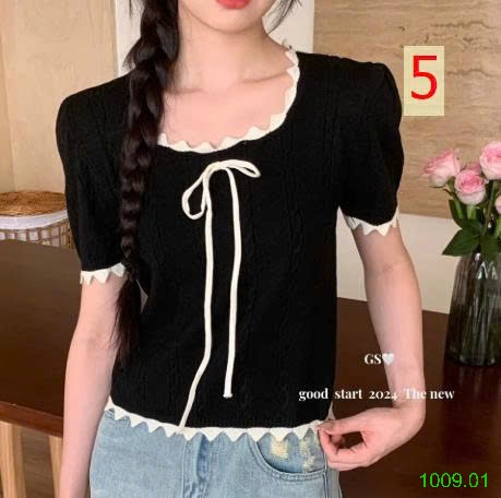 25HA1009.01 - ÁO LEN DỆT KIM CỘC TAY NỮ