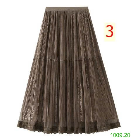 25HA1009.20 - CHÂN VÁY XẾP LY LƯỚI NHUNG ANGEL