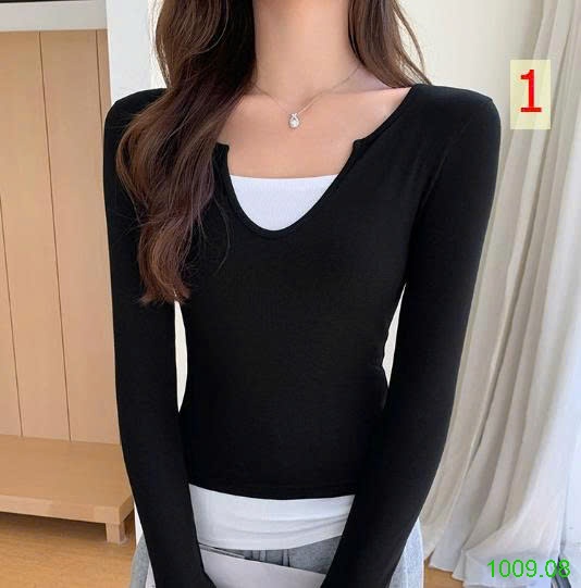 25HA1009.08 - ÁO PHỐI HAI MÀU CỔ V