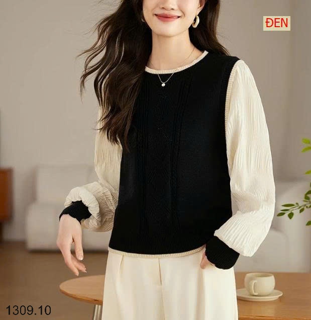 25HA1309.10 - ÁO LEN TAY ĐÈN LỒNG NỮ