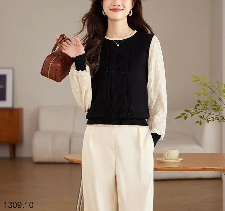 25HA1309.10 - ÁO LEN TAY ĐÈN LỒNG NỮ