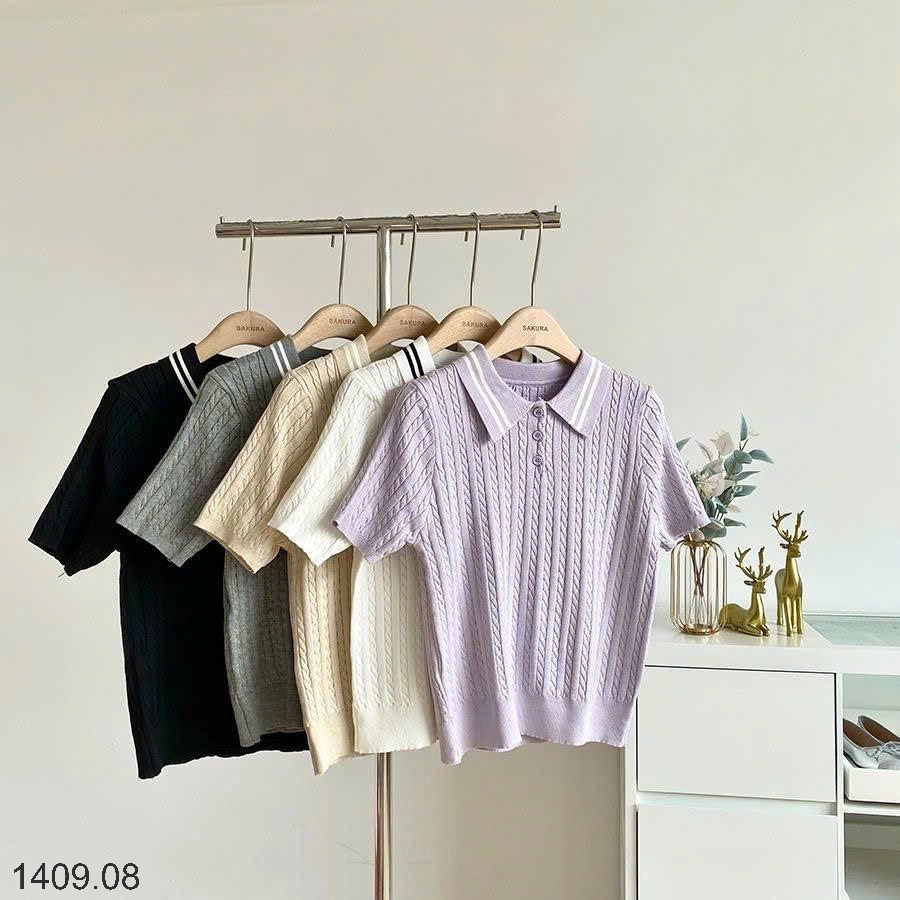 25HA1409.08 - ÁO LEN CỔ POLO VẶN THỪNG CHO NỮ