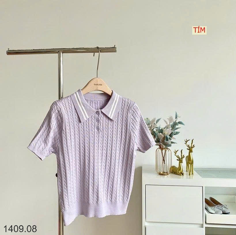 25HA1409.08 - ÁO LEN CỔ POLO VẶN THỪNG CHO NỮ