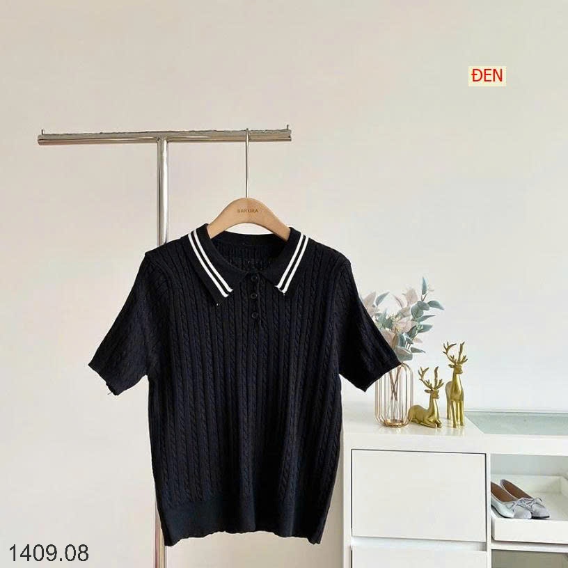 25HA1409.08 - ÁO LEN CỔ POLO VẶN THỪNG CHO NỮ