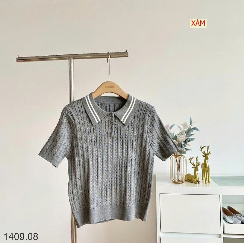 25HA1409.08 - ÁO LEN CỔ POLO VẶN THỪNG CHO NỮ