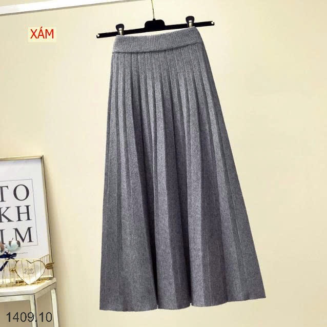 25HA1409.10 - CHÂN VÁY XẾP LY MIDI LEN