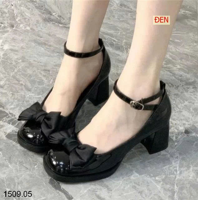 25HA1509.05 - GIÀY RETRO GÓT VUÔNG NƠ