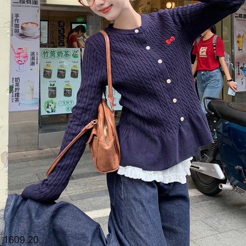 25HA1609.20 - CARDIGAN LEN NƠ XÒE BỒNG