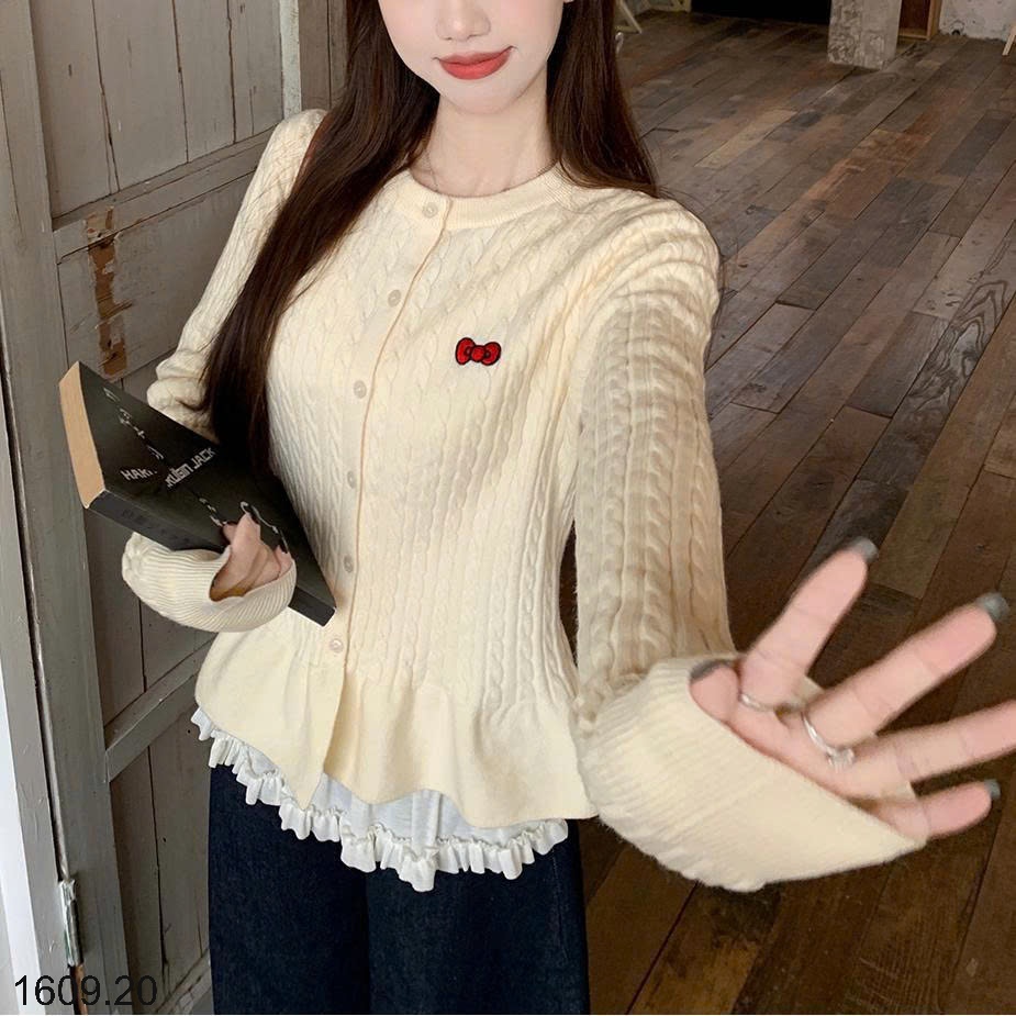 25HA1609.20 - CARDIGAN LEN NƠ XÒE BỒNG