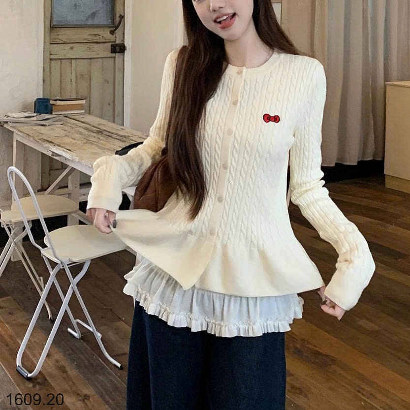 25HA1609.20 - CARDIGAN LEN NƠ XÒE BỒNG