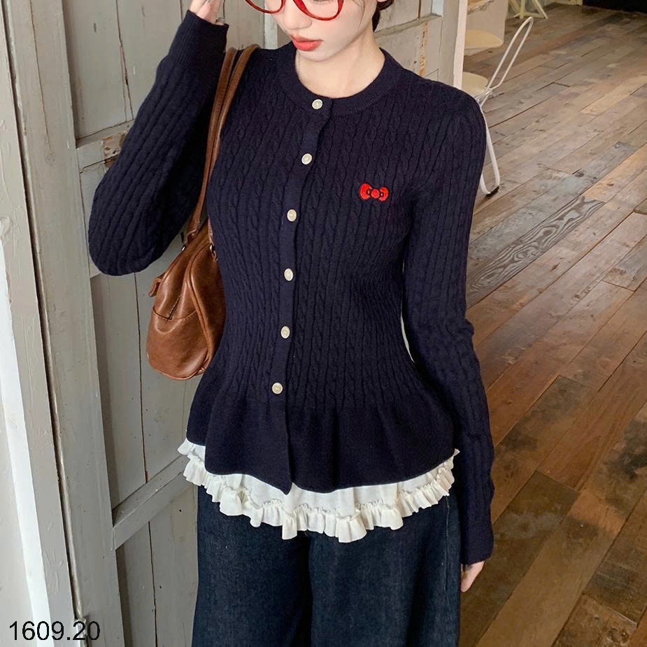 25HA1609.20 - CARDIGAN LEN NƠ XÒE BỒNG