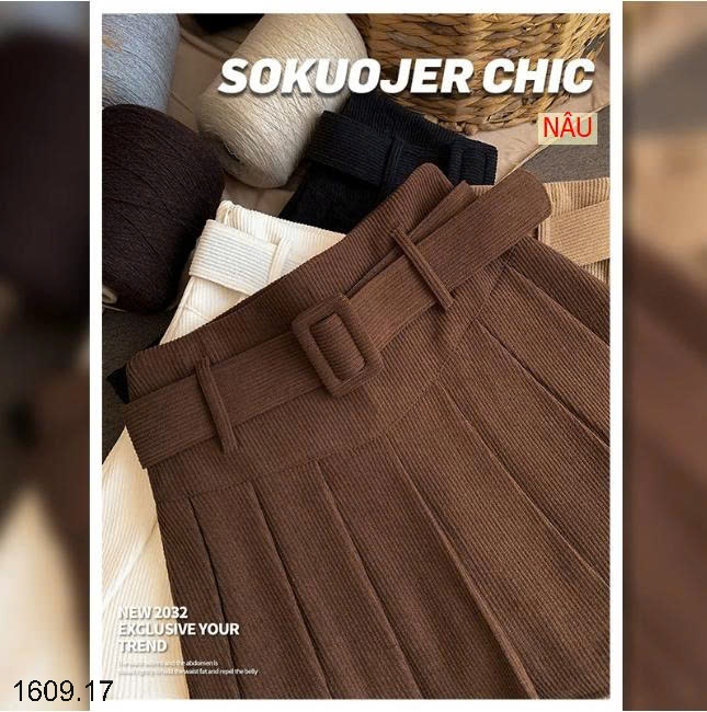 25HA1609.17 - CHÂN VÁY NHUNG TĂM HÀN QUỐC
