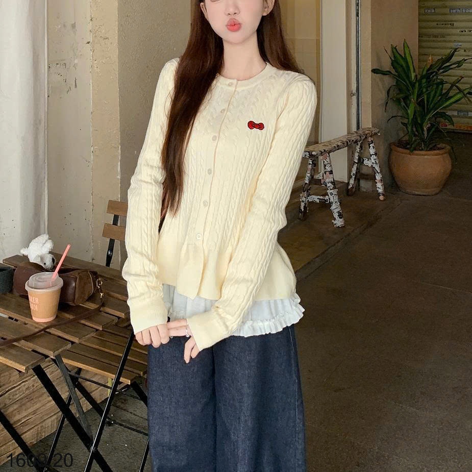 25HA1609.20 - CARDIGAN LEN NƠ XÒE BỒNG