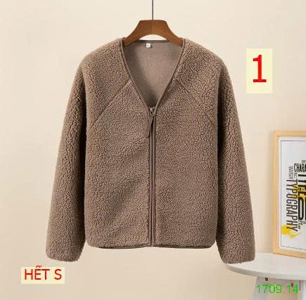 25HA1709.14 - ÁO KHOÁC LÔNG CỪU CỔ V KÉO KHÓA NỮ