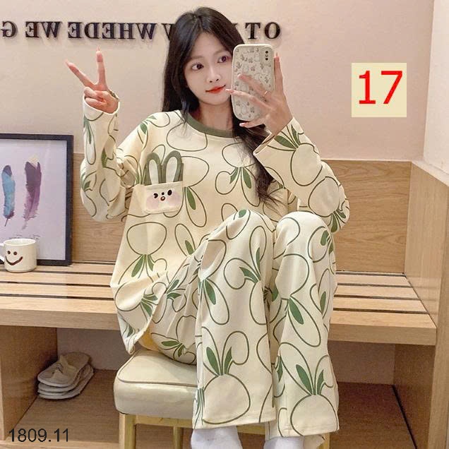 25HA1809.11 - BỘ THU ĐÔNG NỮ MẶC NHÀ KÈM BRA