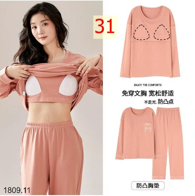 25HA1809.11 - BỘ THU ĐÔNG NỮ MẶC NHÀ KÈM BRA