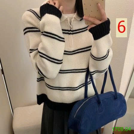 25HA1709.04 - ÁO POLO LEN KẺ KÉO KHOÁ