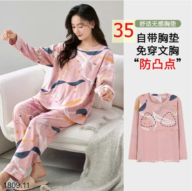 25HA1809.11 - BỘ THU ĐÔNG NỮ MẶC NHÀ KÈM BRA