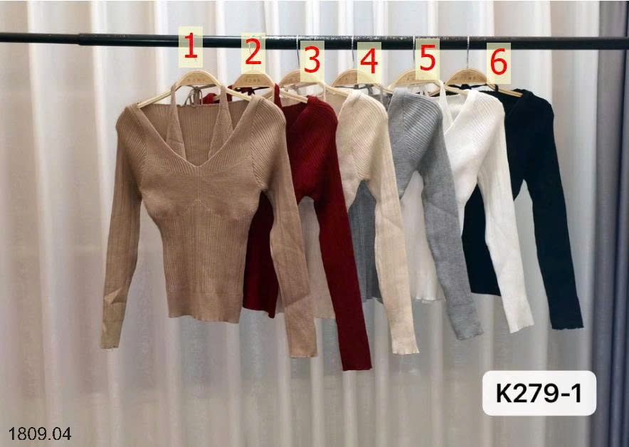 25HA1809.04 - ÁO LEN TĂM CỔ YẾM KIỂU NỮ