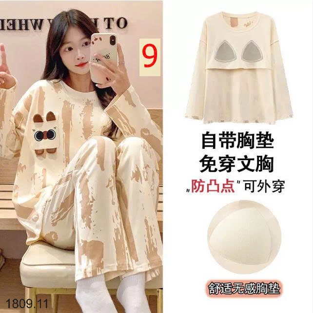 25HA1809.11 - BỘ THU ĐÔNG NỮ MẶC NHÀ KÈM BRA