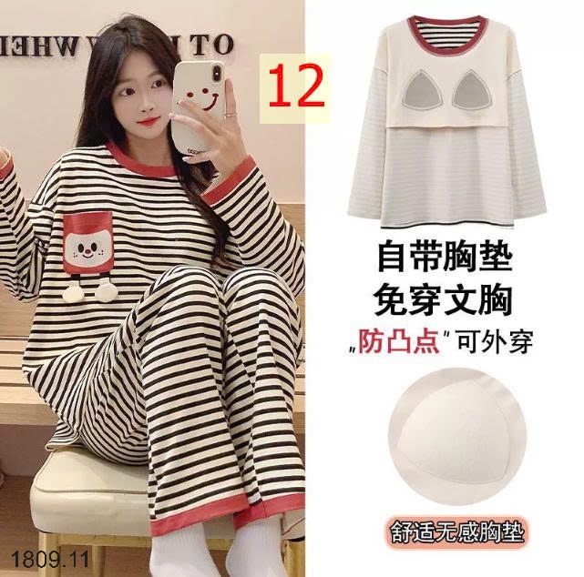 25HA1809.11 - BỘ THU ĐÔNG NỮ MẶC NHÀ KÈM BRA