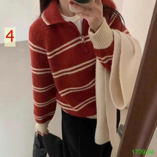 25HA1709.04 - ÁO POLO LEN KẺ KÉO KHOÁ