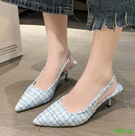 25HA1909.18 - GIÀY CAO GÓT MŨI NHỌN CHANEL KIỂU PHÁP