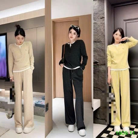 25HA1909.11 - SET BỘ NỈ CỔ TRÒN MẶC NHÀ CHO NỮ