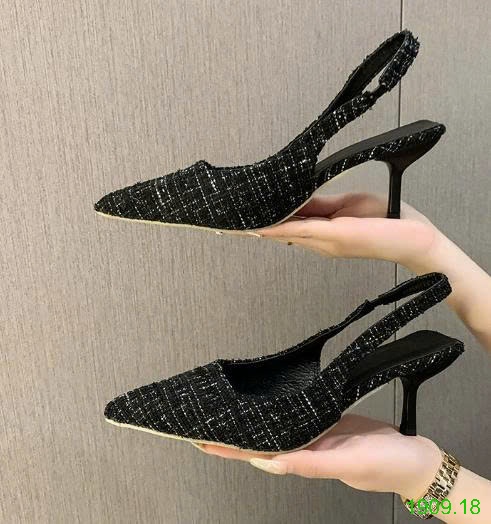 25HA1909.18 - GIÀY CAO GÓT MŨI NHỌN CHANEL KIỂU PHÁP