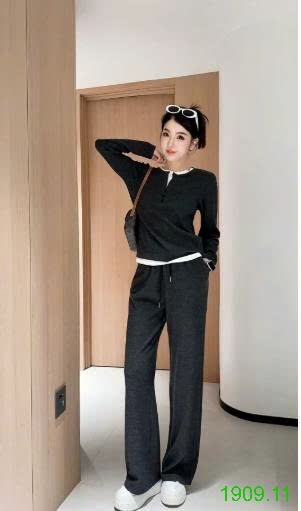 25HA1909.11 - SET BỘ NỈ CỔ TRÒN MẶC NHÀ CHO NỮ