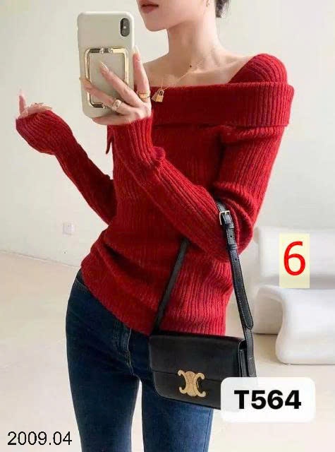 25HA2009.04 - ÁO DỆT KIM CỔ VẠT CHÉO THỜI TRANG