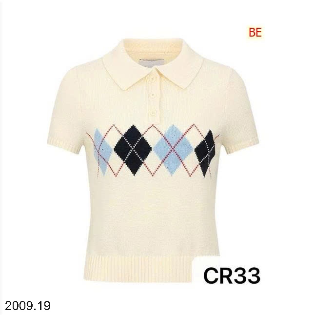 25HA2009.19 - ÁO DỆT KIM NGẮN TAY CỔ POLO HỌA TIẾT CARO