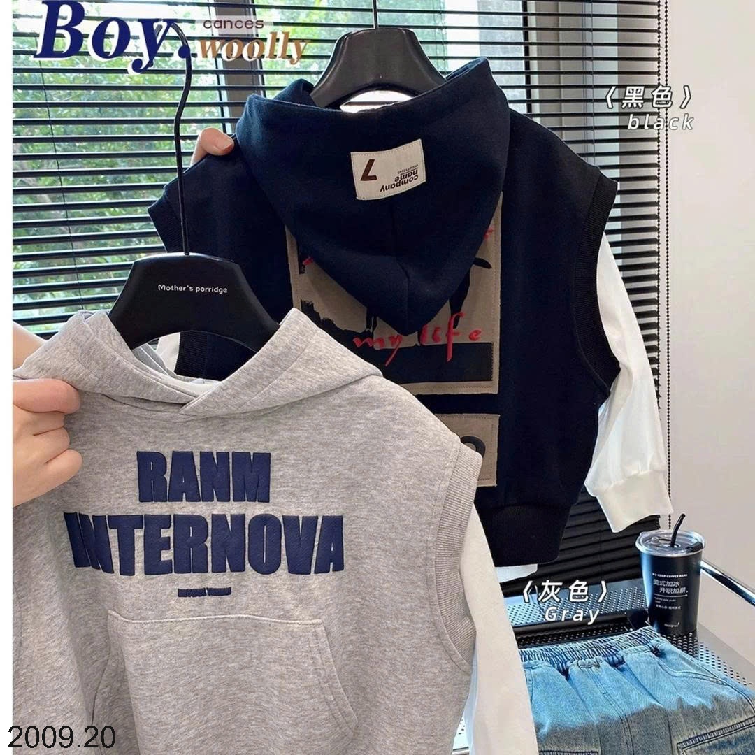 25HA2009.20 - ÁO NỈ CÓ MŨ TRÙM ĐẦU BÉ TRAI