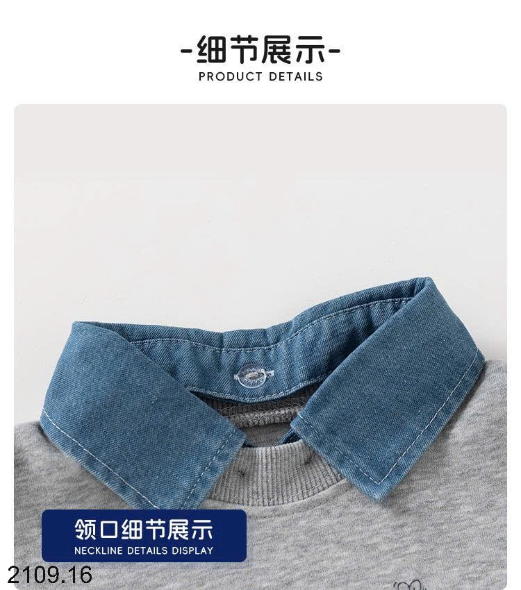 25HA2109.16 - ÁO NỈ CỔ POLO PHỐI MÀU BÉ TRAI WELLKIDS