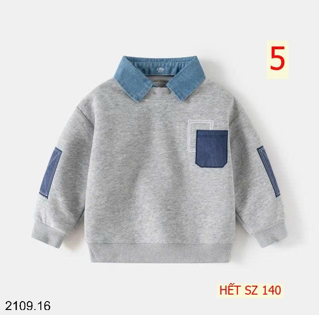 25HA2109.16 - ÁO NỈ CỔ POLO PHỐI MÀU BÉ TRAI WELLKIDS