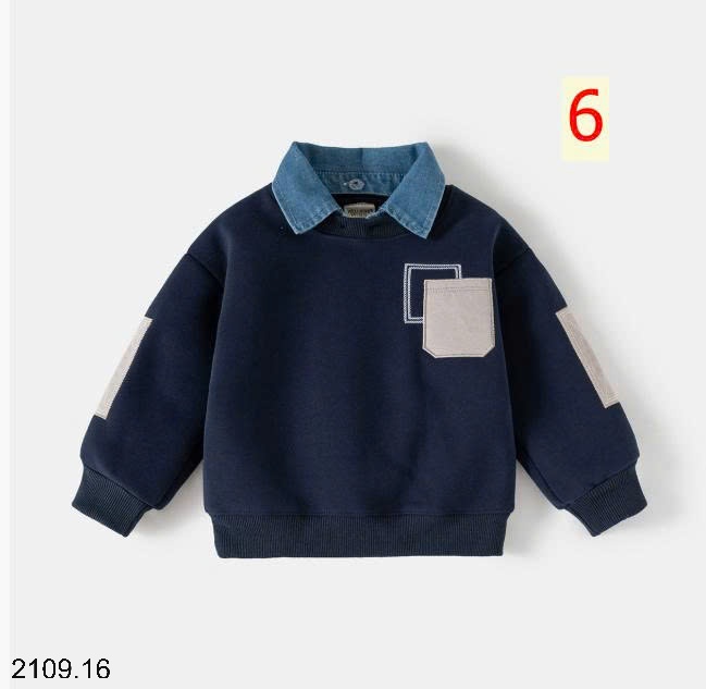 25HA2109.16 - ÁO NỈ CỔ POLO PHỐI MÀU BÉ TRAI WELLKIDS