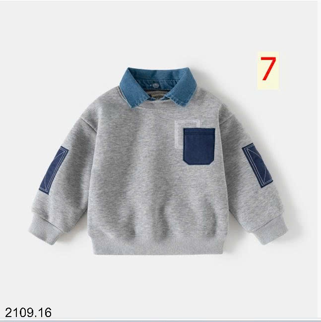 25HA2109.16 - ÁO NỈ CỔ POLO PHỐI MÀU BÉ TRAI WELLKIDS