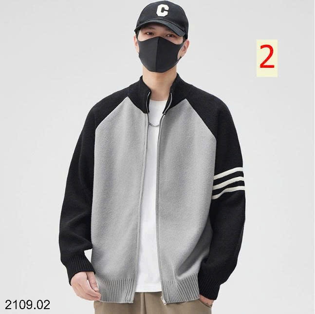 25HA2109.02 - ÁO KHOÁC LEN CARDIGAN DỆT KIM RAGLAN PHỐI MÀU NAM