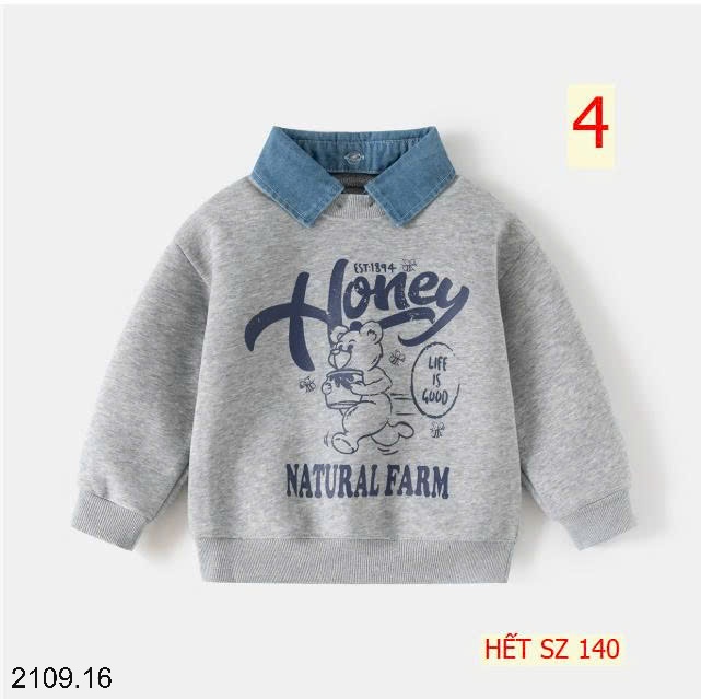 25HA2109.16 - ÁO NỈ CỔ POLO PHỐI MÀU BÉ TRAI WELLKIDS