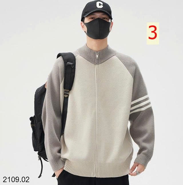 25HA2109.02 - ÁO KHOÁC LEN CARDIGAN DỆT KIM RAGLAN PHỐI MÀU NAM