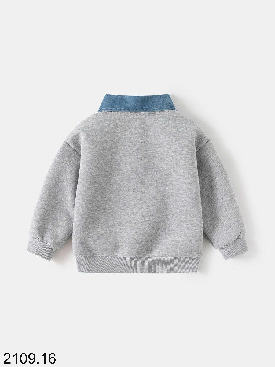 25HA2109.16 - ÁO NỈ CỔ POLO PHỐI MÀU BÉ TRAI WELLKIDS
