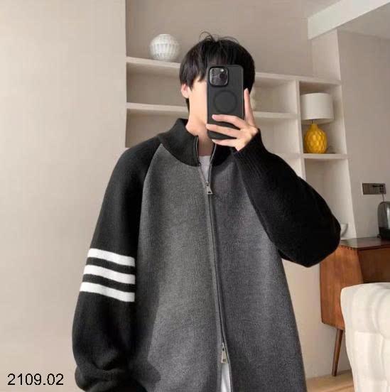 25HA2109.02 - ÁO KHOÁC LEN CARDIGAN DỆT KIM RAGLAN PHỐI MÀU NAM