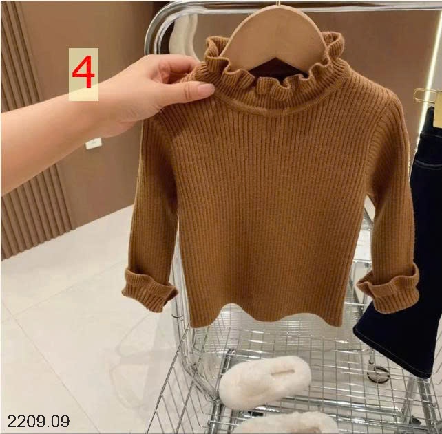 25HA2209.09 - ÁO LEN CỔ VIỀN BÈO BÉ GÁI