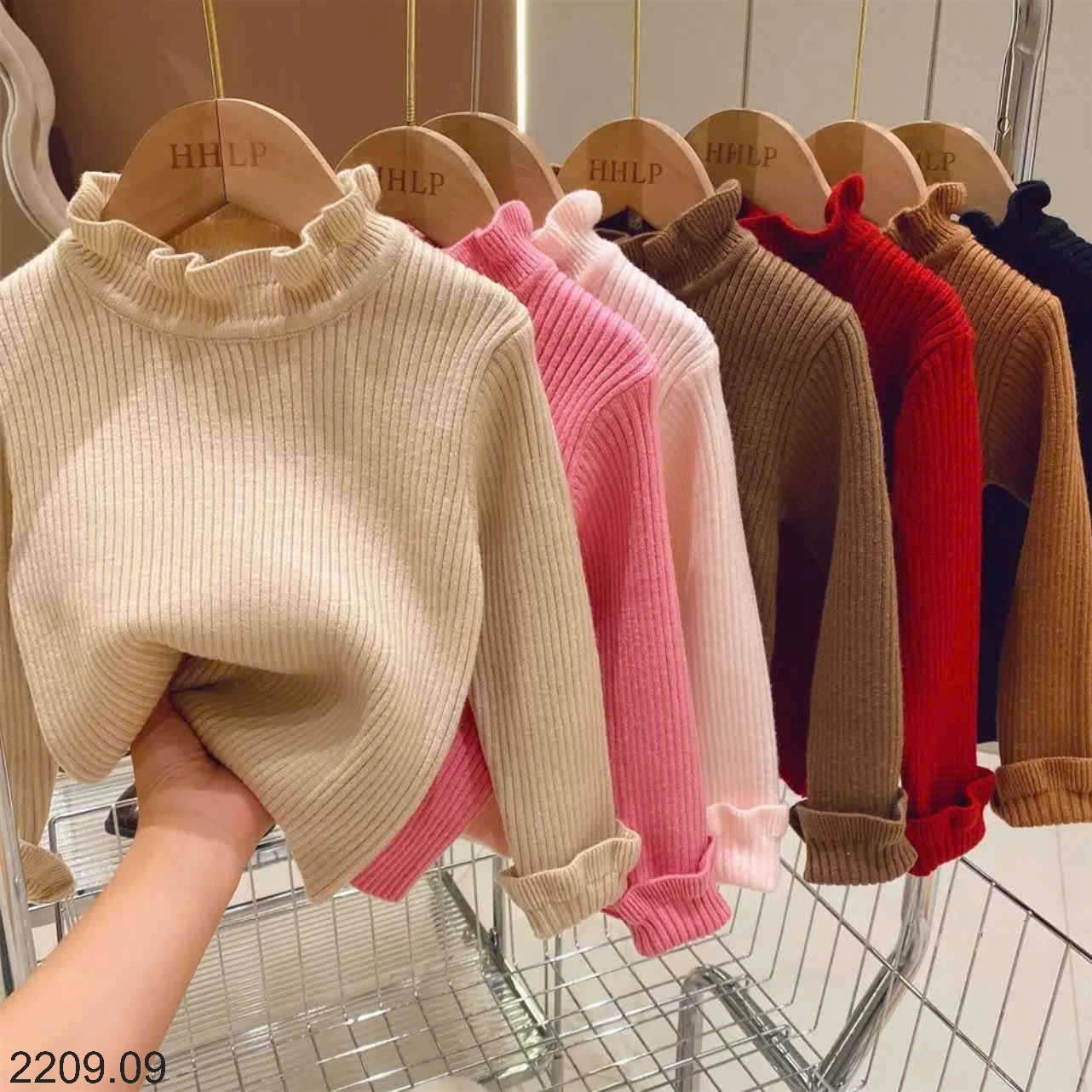 25HA2209.09 - ÁO LEN CỔ VIỀN BÈO BÉ GÁI