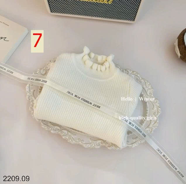 25HA2209.09 - ÁO LEN CỔ VIỀN BÈO BÉ GÁI