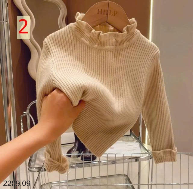 25HA2209.09 - ÁO LEN CỔ VIỀN BÈO BÉ GÁI