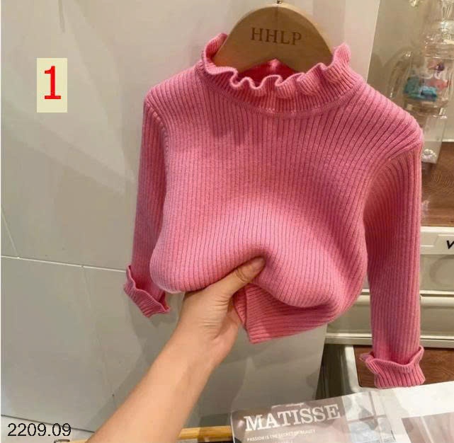 25HA2209.09 - ÁO LEN CỔ VIỀN BÈO BÉ GÁI