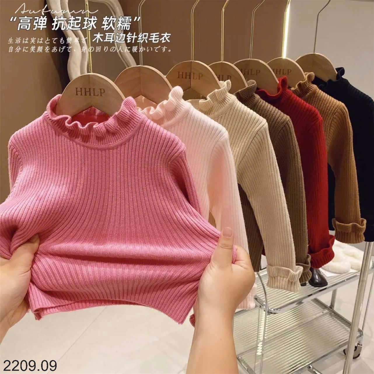 25HA2209.09 - ÁO LEN CỔ VIỀN BÈO BÉ GÁI