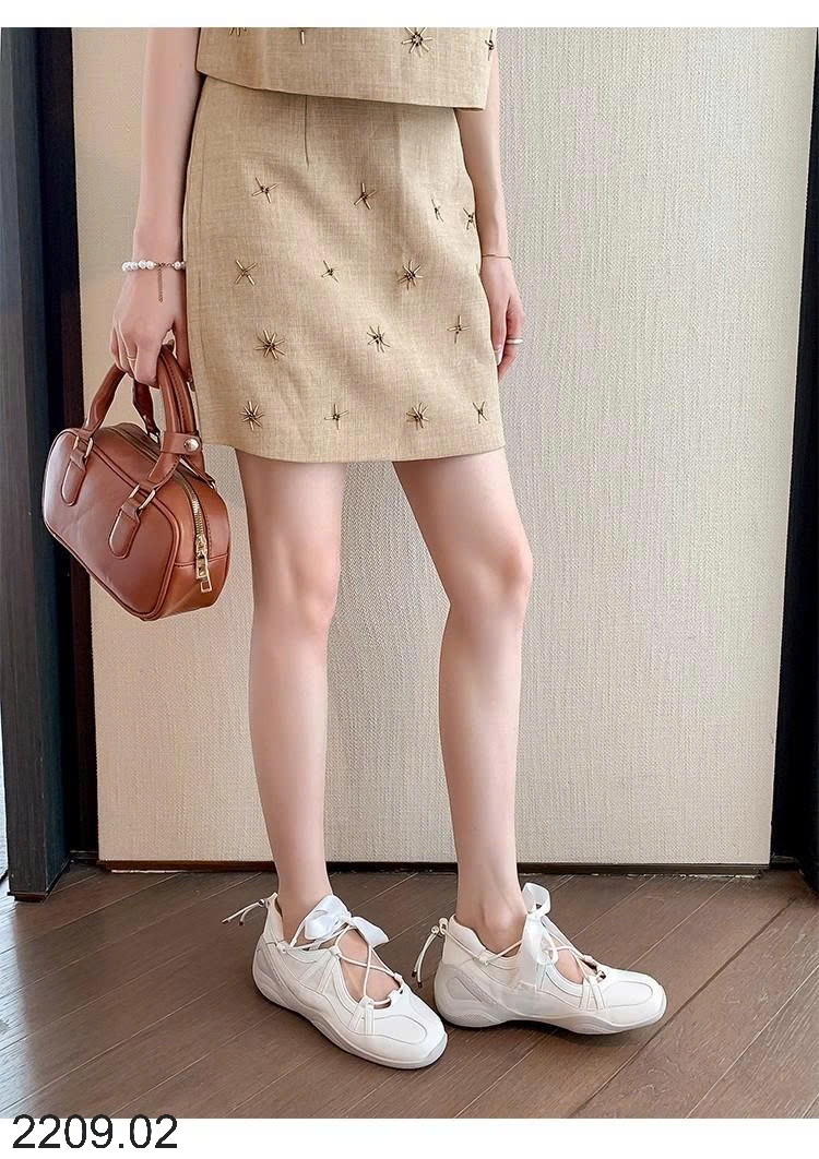 25HA2209.02 - GIÀY THỂ THAO BA LÊ ĐẾ DÀY ĐÍNH NƠ